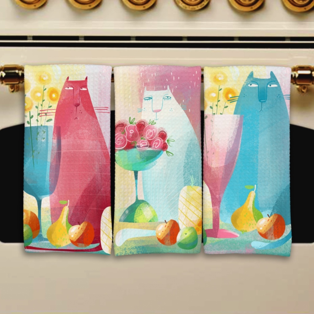 Life with cats Kitchen towel set‎